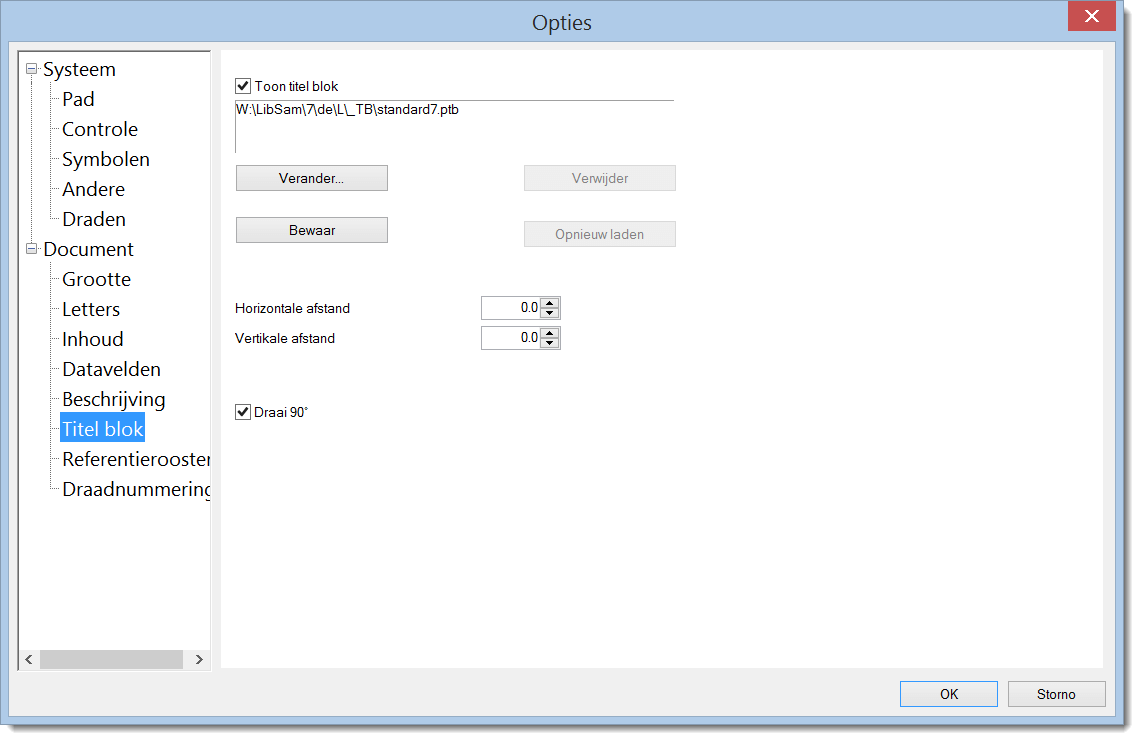 dialog window for inserting title block into a drawing